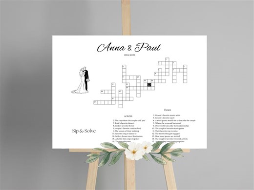 Wedding Crossword Puzzle, Wedding Crossword, Wedding Table Games, Wedding Must Haves, Sip and Solve, Template, Wedding Puzzle - Etsy