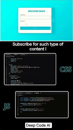Login page using html and CSS #coding #shortvideo #deepcodeai #shorts #csspower #ytshorts