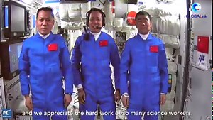 The three Chinese astronauts onboard the Shenzhou-12 spaceship enter the country's space station core module Tianhe on Thursday | China Xinhua Sci-Tech