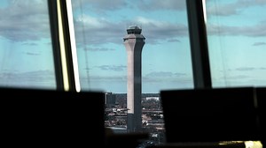 Chopper 4 over Newark Airport where plane went off the runway