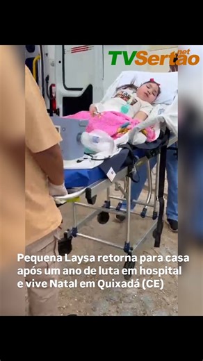 TVSertão.net on Instagram: "Em uma história marcada por superação, emoção e cuidado humanizado, após um ano de internação em Fortaleza, criança de 9 anos com microcefalia, volta para casa, em Quixadá. A alta no período natalino marca o fim de uma longa internação e emociona família e profissionais que tornaram possível o cuidado em casa. Depois de um ano inteiro vivendo entre leitos, aparelhos e a saudade do próprio quarto, a pequena Laysa Selene Freitas Duarte, de apenas 9 anos, voltou para cas