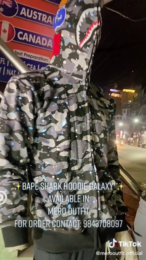Bape Shark Hoodie Galaxy is now in our store. For order do message us in instagram and Facebook #merooutfit👕👖👞 #bapehoddie #fashion #trending #viral #teenagers