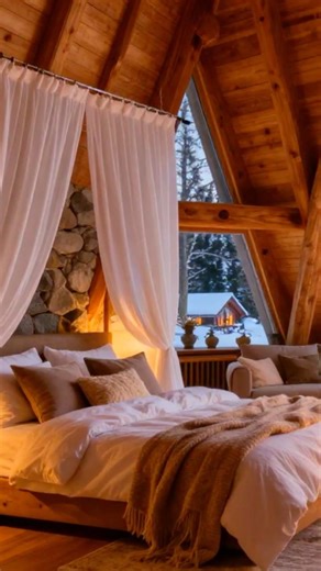 Luxury Cathedral + A-Frame Bedroom ❄️ Cozy Fireplace & Snowy Valley