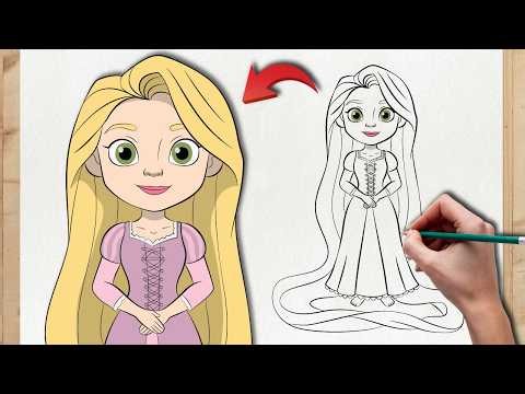 How to Draw Rapunzel 👑 Easy Step-by-Step | Tangled