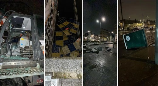 Grue détruite, barrières jetées sur une piste cyclable : le chantier de la chaussée de Mons vandalisé - BX1