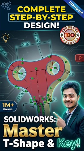 SolidWorks Mastery 🔥 T-Shape & Key Manufacturing Explained Step-by-Step