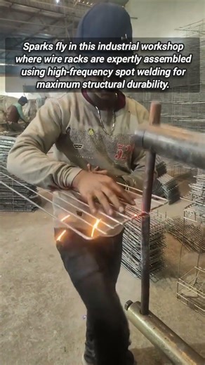 Professional Wire Rack Assembly Using Manual Spot Welding Techniques