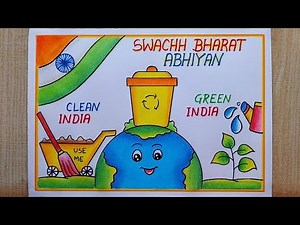 Swachh Bharat Abhiyan Poster drawing easy| Clean India Green India Poster| Swachh Bharat mission