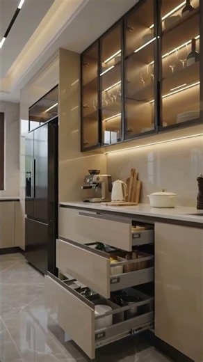 Mẫu tủ bếp cao cấp hiện đại - màu be sang trọng #kitchen #interiordesign #nhatminhdecor