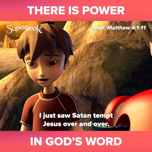 Watch how Jesus showed how powerful God's Word is and how He overcame Satan's temptations. 💪🏾 Discover more about God and His powerful Word. 📖 Watch this: https://go.cbn.com/uHIk | Superbook
