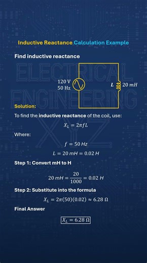 Inductive Reactance of 20 mH at 50 Hz in 30 Seconds ⚡ #Physics #Electrical