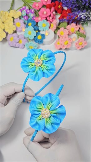 DIY Ribbon flower hair band tutorial #diy #shortvideo