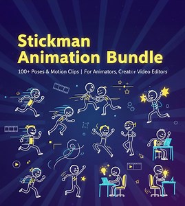 Stickman Animation Bundle | 100  Poses & Motion Clips | Animator Assets | Stick Figure Animation Pack for Creators Video Editors - Etsy