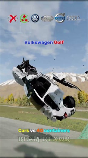 Cars Jump Over 40 Containers | Extreme BeamNG Drive Physics Test #beamngdrive #automobile