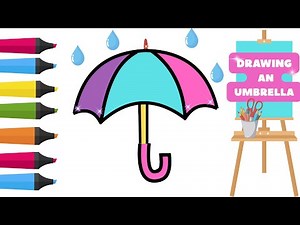 How to draw an umbrella | Step-by-step umbrella drawing | Easy drawing for kids — Leo Draws