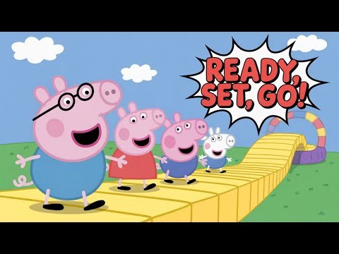 Giant Hungry Worm vs. Peppa Pig's New Backyard Obstacle Course!