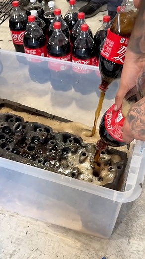 Epic fail! Didn’t work, but it was fun….trying Coca Cola to clean a Cummins cylinder head #enginebuild #enginerepair #cummins #autoshop #autorepair | Dave's Engines