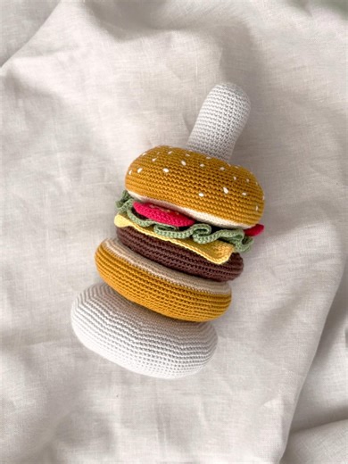 Burger Stacking Tower Crochet Pattern: Amigurumi DIY Toddler Toy (PDF Digital Download) - Etsy