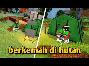 Kita Kemping di Hutan + Nyasar di MCPE 🌲 | Seru Banget!!