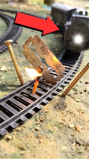 what ❗ 😱 train vs steel razor blockade... #train #locomotive #shorts