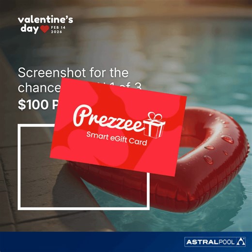 💖 Fall in love with prizes this Valentine’s Day with AstralPool! 💖 Win 1 of 3 $100 Prezzee e-gift cards 🎁✨ The voucher is on the move… so keep your eyes peeled 👀 How to enter: ✨ Follow AstralPool Australia and like this post ✨ Screenshot when the gift card hits the lines ✨ Post your screenshot and comment "won" in the comments below. Be quick — don’t miss it! ⏳ Competition closes Thursday 12th February at 11:59pm AEST. T&Cs Apply 💖✨ #AstralpoolAustralia #ValentinesDay #ValentinesGiveaway #W