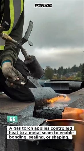Gas Torch Metal Roofing Seam Heat Process #MetalRoof #GasTorch #RoofingTech