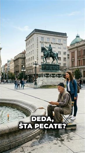 Deda peca u fontani 🎣🐟👴