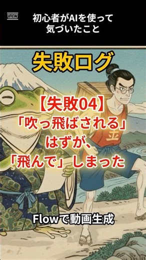 【失敗04】Flowで動画生成「吹っ飛ばされる」が「飛んじゃった」#ai初心者#失敗04#flow#飛ばされる