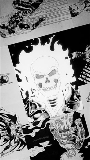 I drew Ghost Rider with just ink, no color needed