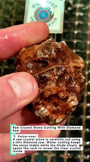 Raw Crystal Stone Cutting With Diamond Saw #crystal #cutting #lapidary