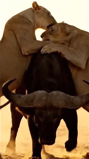 Lion Pride vs Buffalo Attack – Deadly Group Hunt in the Wild #animalshortstory