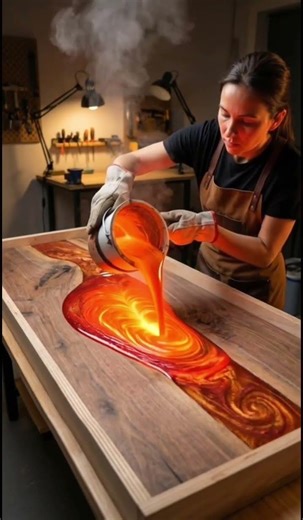 Turning Wood Into a Lava River Table 🔥
