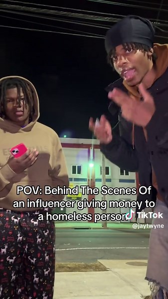 Behind The Scenes: Influencer Giving Money To Homeless Person