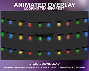 Fairy Lights Animated Stream Overlay | Christmas Lights Live Stream Decoration | Transparent Party Lighting Overlay | Festoon Lights Video - Etsy