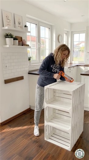 Simple DIY Kitchen Coffee Bar Using Wooden Crates | Creative Kitchen Improvement Idea