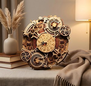 3D Wooden Steampunk Clock Model – Mechanical DIY Puzzle Wall Desk Decor Gift - Etsy