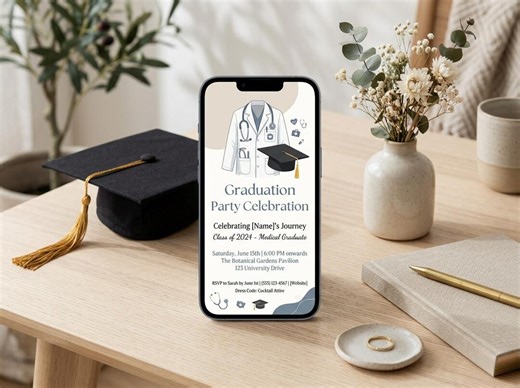 Doctor Graduation Party Invitation Template, Editable Medical School Grad Invite, Digital Download, Printable, Doctor Grad Party - Etsy