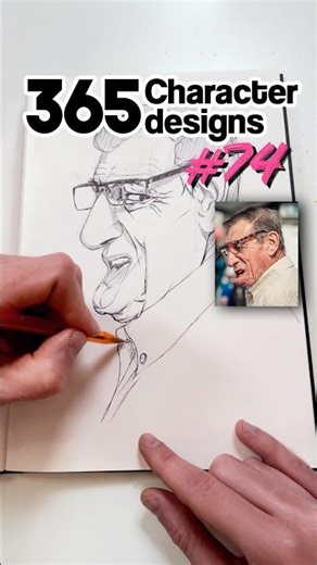 Ballpont pen portrait study in sketchbook. Character 74/365