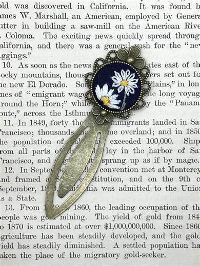 Embroidered Bookmark: Antique Gold Colored Handmade Floral Stitches, Unique Book Lover Gift - Etsy