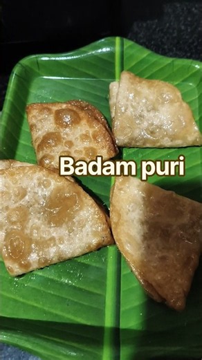Badam puri recipe | crispy and juicy sweet #food#cooking#crispydelicious#juicy#badampuri#shortsfeed