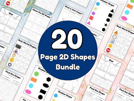 2D Shapes Worksheets | Geometry Printable Bundle (20 Page Digital Download) - Etsy Australia