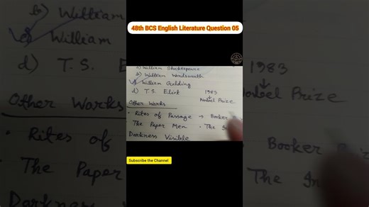 48th BCS Preliminary English Literature Question Solution | Part : 05