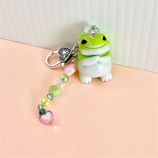 Handmade Miniature Frog Beaded Keychain – Bag Charm - Etsy