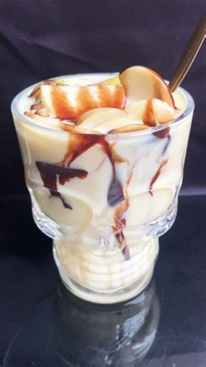 ASMR Refreshing Fruit Custard with Banana & Apple 🍌🍎 | Easy ASMR Dessert #shorts #ytshorts #asmr