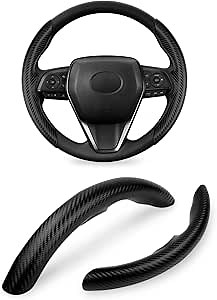 Shademax Toyota RAV4 Steering Wheel Cover Carbon Fiber Steer Wheel Cover for 2019-2023 2024 Toyota RAV4 Accessories Safe and Non Slip Soft Leather Steering Protector 2PCS (Black)