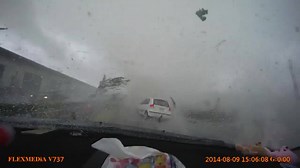 Dramatic dashcam video shows a tornado from powerful Typhoon Soudelor whisk away a car. Forecasters warn the typhoon could hit Taipei with the force of Hurricane Katrina. Full Story: http://nbcnews.to/1Nmsmvv | NBC News