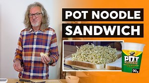 In the second episode of Tribers' Sandos James May tackles a chicken and mushroom pot noodle sandwich. | What Next?