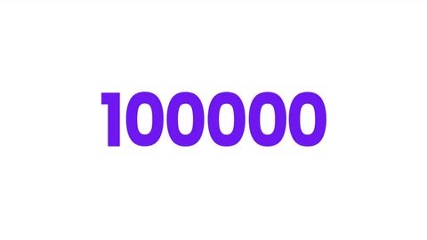 100000 or One hundred Thousand Text Animation. Alpha matte with transparent background 4K resolution.