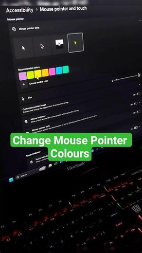 change mouse pointer colour. 🤍🖤🤎💜💙💚💛🧡❤️ #shorts