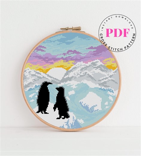 Penguin Cross Stitch Pattern Digital Format - PDF - Etsy